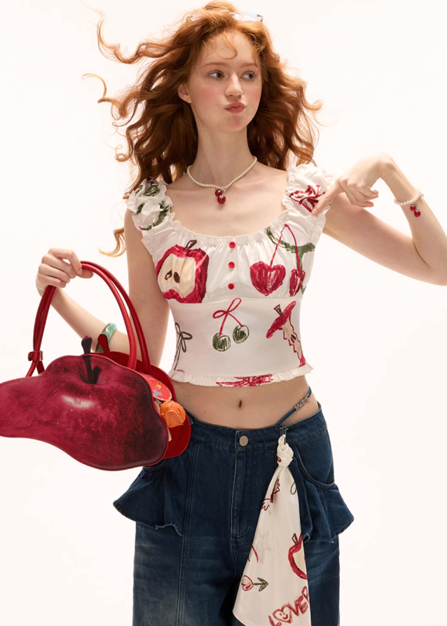 Printed Slim Fit Layered Camisole Top