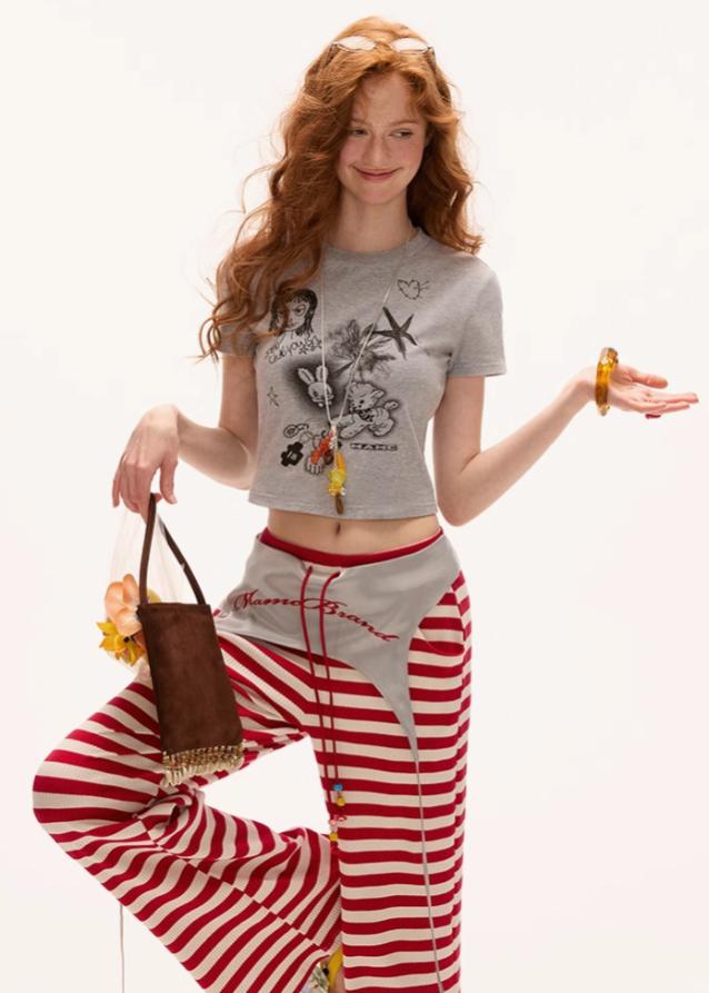 Graffiti Printed Round Neck Short Sleeve