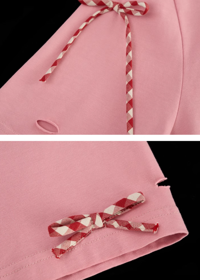 Cherry bow short sleeved top