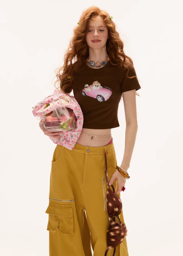 Round neck top short sleeved t-shirt
