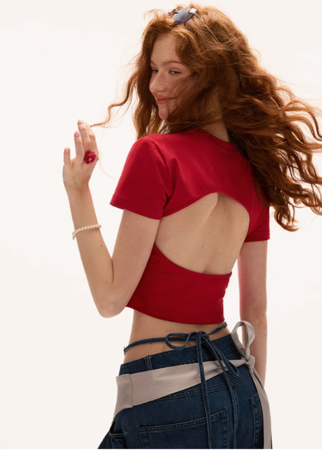 Round neck top short sleeved t-shirt