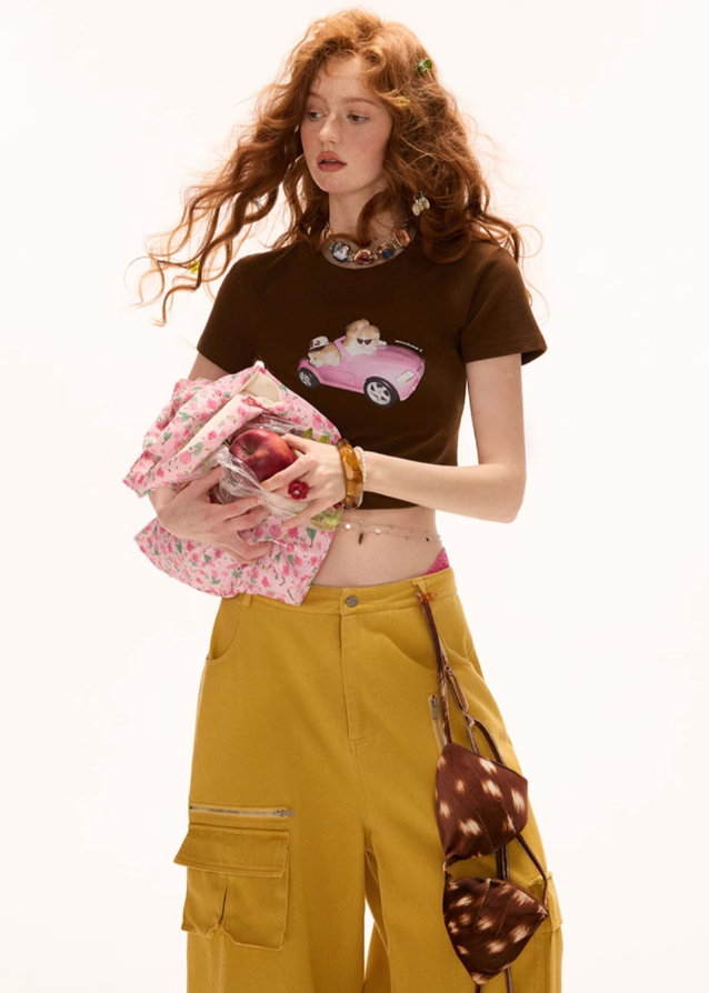 Round neck top short sleeved t-shirt