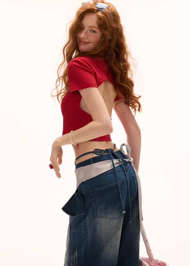 Round neck top short sleeved t-shirt Main Image