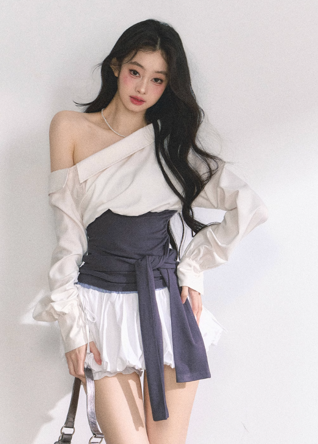 Off-Shoulder Slim Fit Top & Dress Set