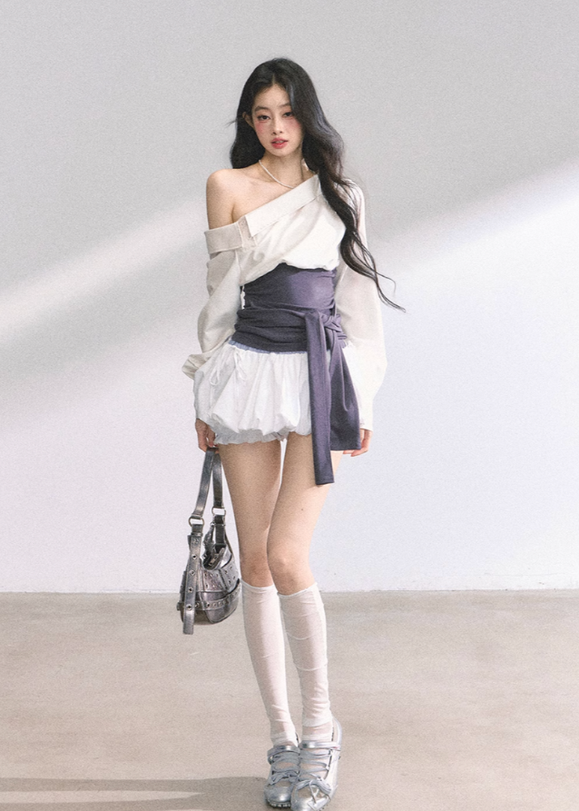 Off-Shoulder Slim Fit Top & Dress Set
