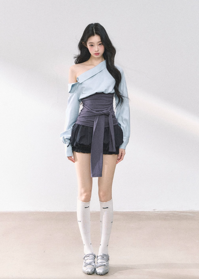 Off-Shoulder Slim Fit Top & Dress Set