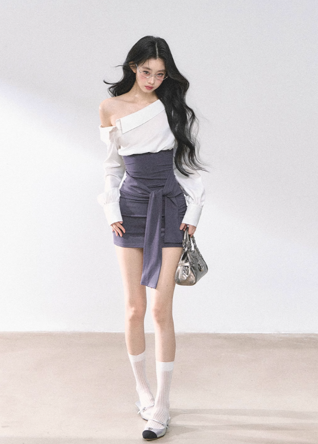 Off-Shoulder Slim Fit Top & Dress Set