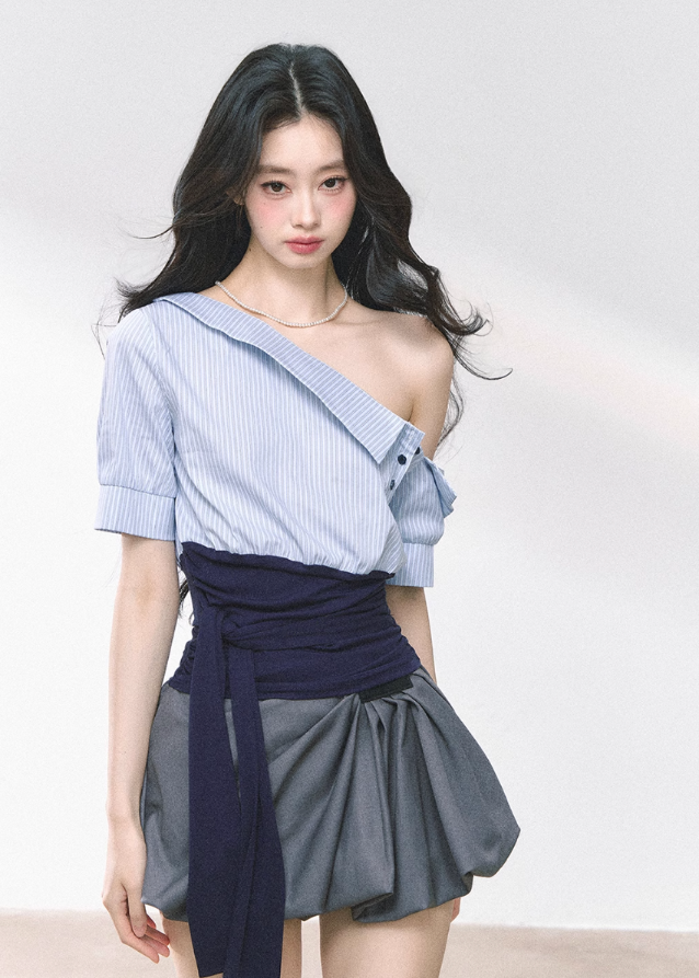 Off-Shoulder Slim Fit Top & Dress Set Main Image