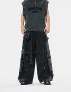 High Street Zipper Detachable Ribbon Jeans