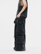 High Street Zipper Detachable Ribbon Jeans