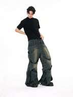 3D Distressed Washed Hollow Jeans