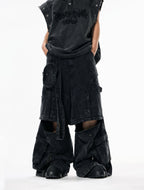 High Street Zipper Detachable Ribbon Jeans