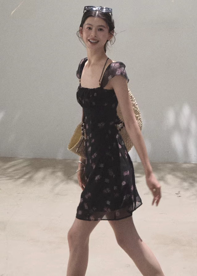 Original Flower Beaded Halter Slim Dress