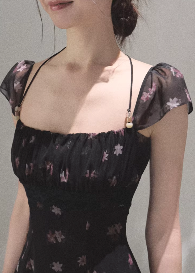 Original Flower Beaded Halter Slim Dress Hover Image