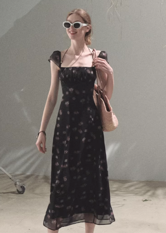 Original Flower Beaded Halter Slim Dress