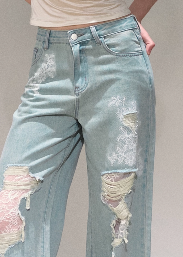 Lace Rebel Wide-Leg Jeans
