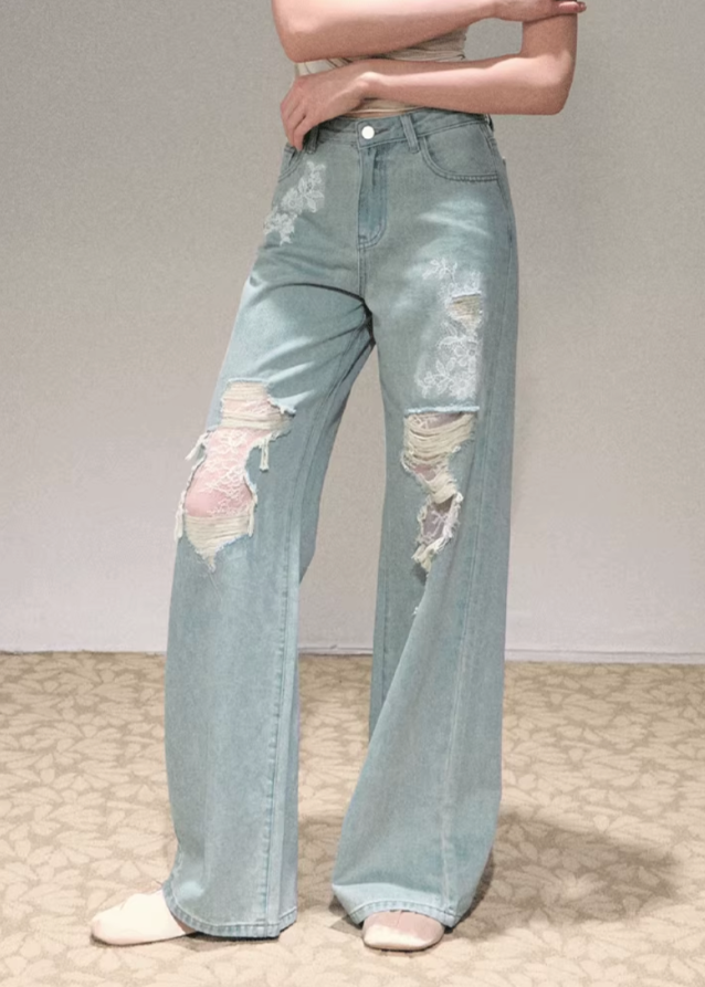 Lace Rebel Wide-Leg Jeans