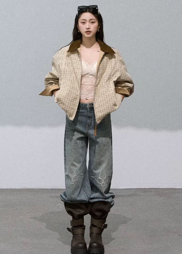 Loose Fit Plaid Jacket Reversible Main Image
