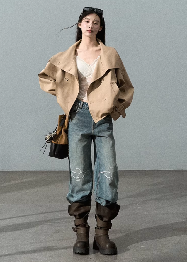 Double-Breasted Cotton Lyocell Jacket  Minimalist Chic Hover Image