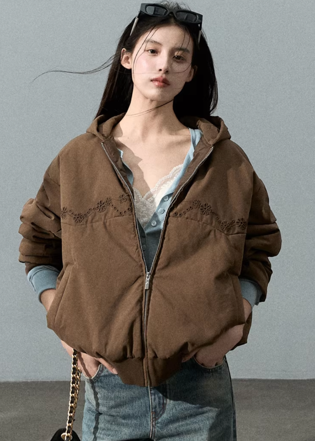 Textured Cotton Sweatshirt Jacket