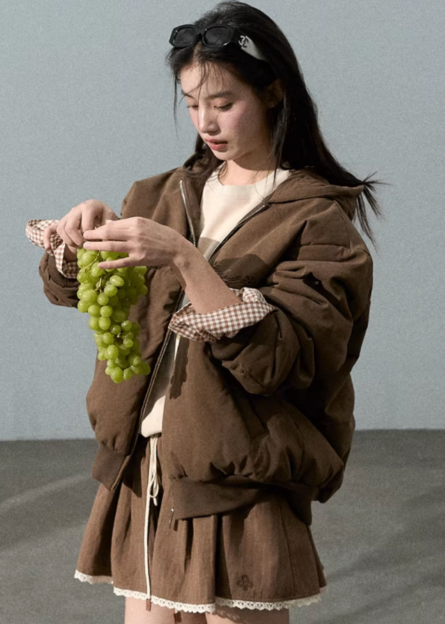 Textured Cotton Sweatshirt Jacket