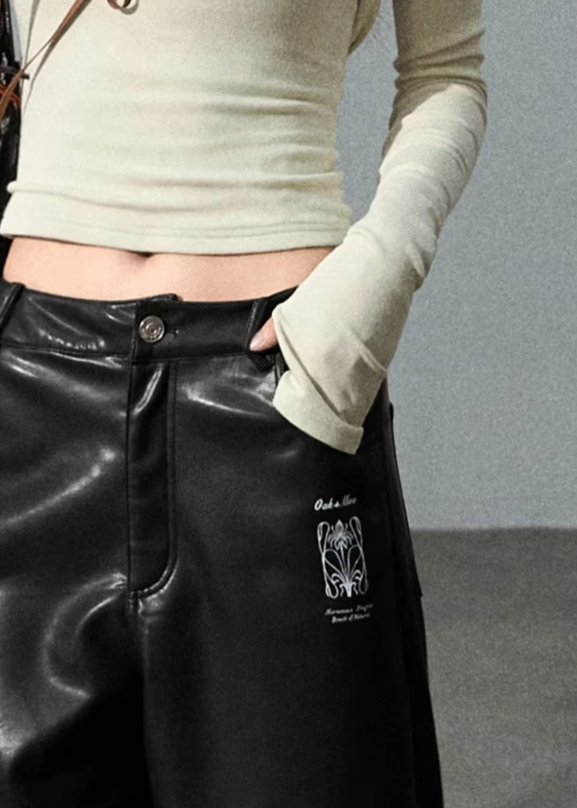 Old Money Retro PU Leather Pants