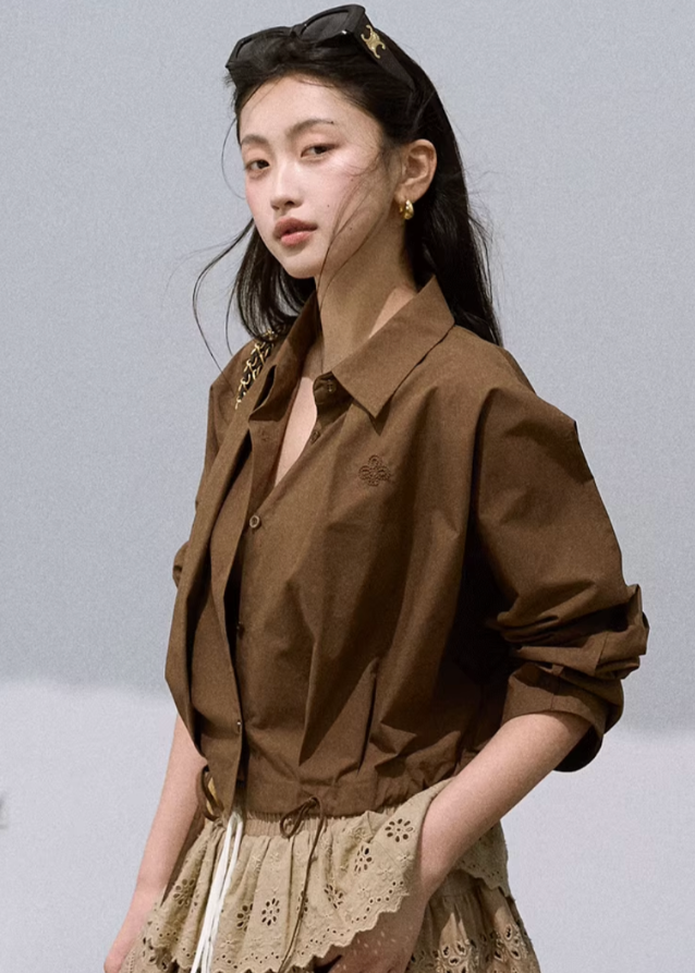 Pinched Waist Cropped Blouse