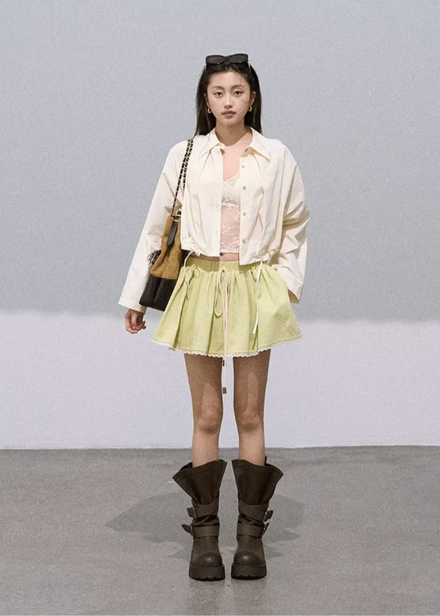 Pinched Waist Cropped Blouse