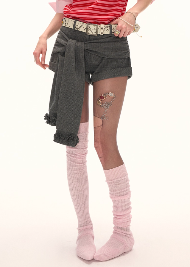 Gray Strap Shorts