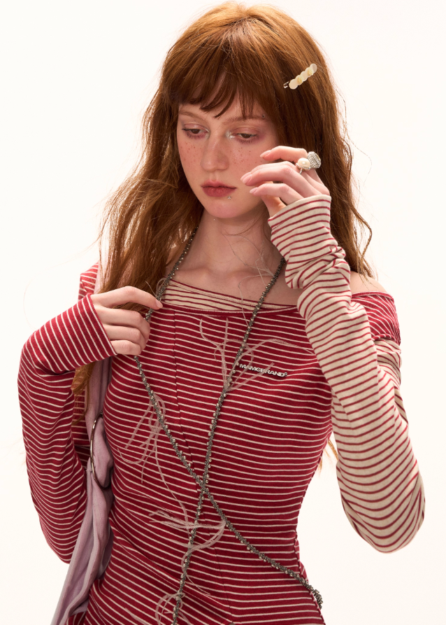 Striped Faux Two-Piece Top