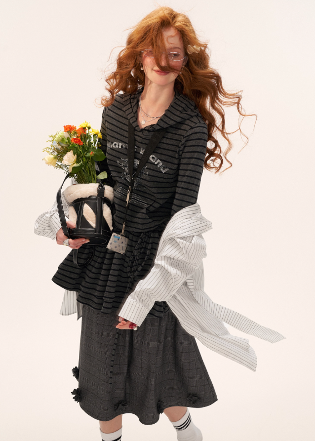 Striped Hoodie Dress Main Image