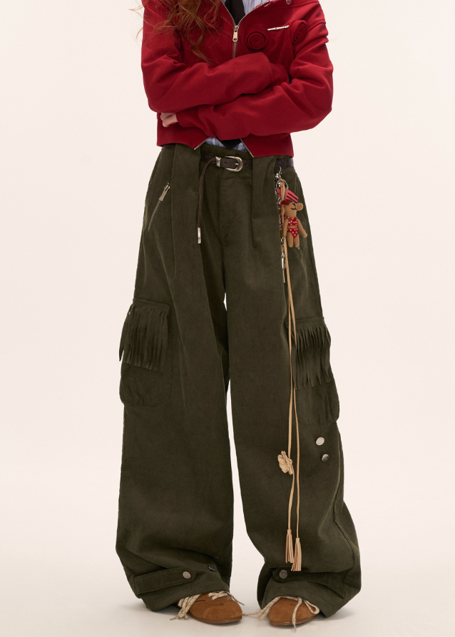 Fringed Cord Pants