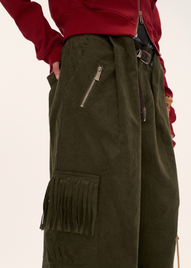 Fringed Cord Pants