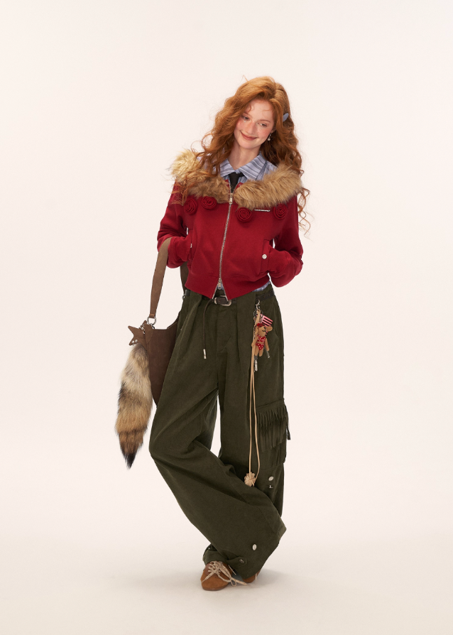 Fringed Cord Pants