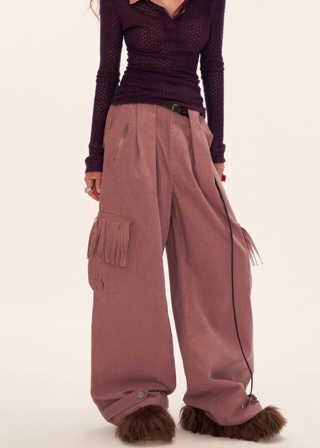 Fringed Cord Pants