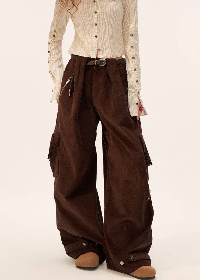 Fringed Cord Pants