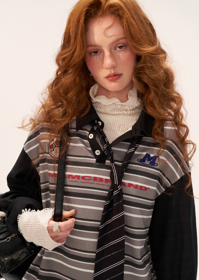 Striped Patchwork Polo