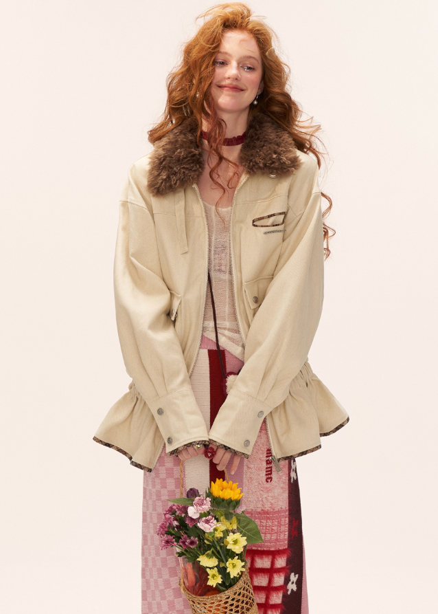 Fur-Collar Cargo Jacket