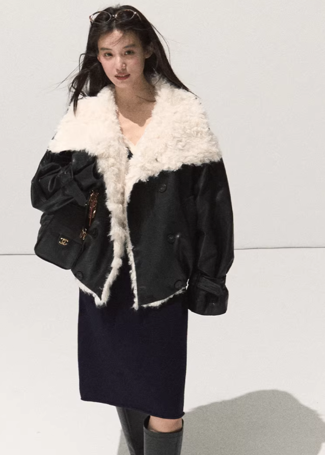 Oversized Lamb Wool Leather Jacket