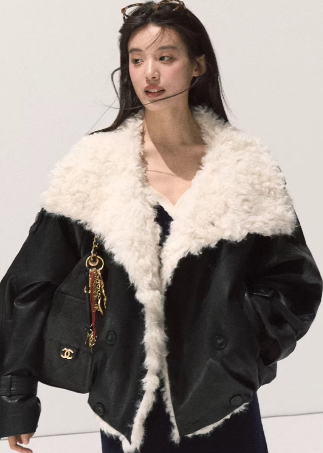 Oversized Lamb Wool Leather Jacket