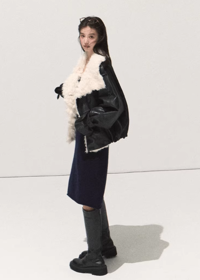 Oversized Lamb Wool Leather Jacket