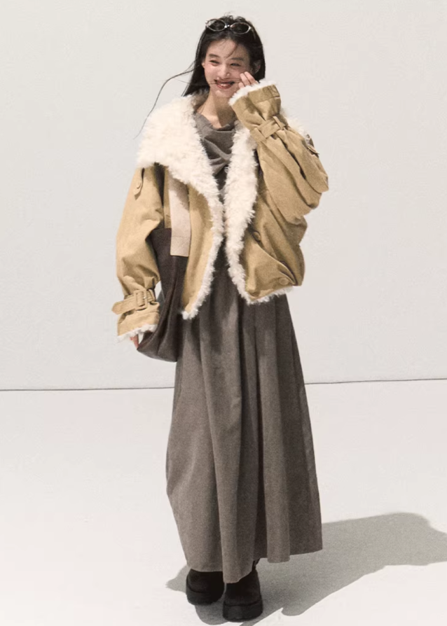 Oversized Lamb Wool Leather Jacket