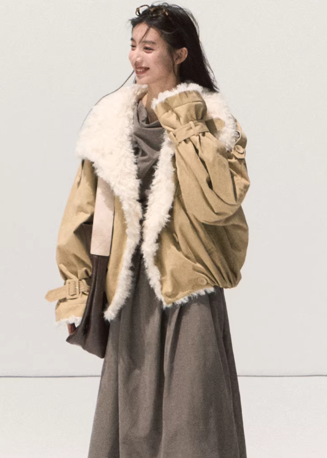 Oversized Lamb Wool Leather Jacket