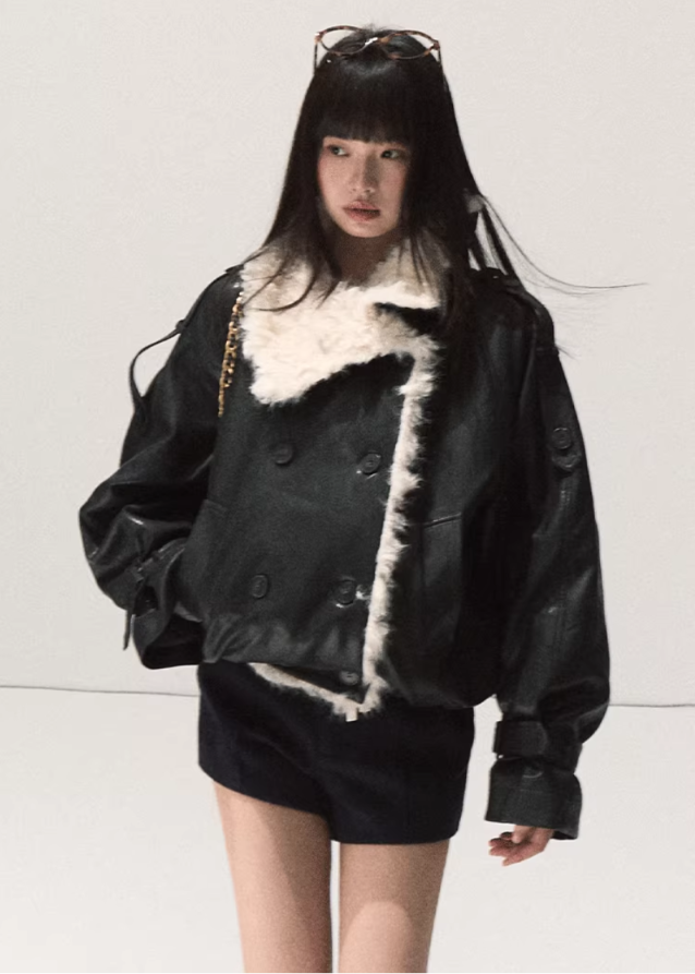 Oversized Lamb Wool Leather Jacket