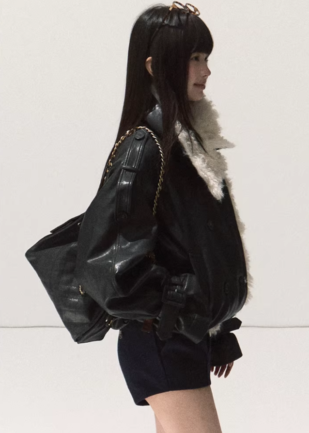 Oversized Lamb Wool Leather Jacket