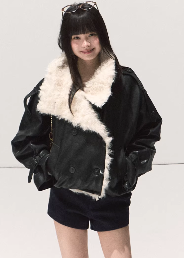Oversized Lamb Wool Leather Jacket