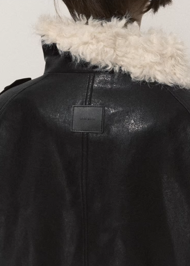 Oversized Lamb Wool Leather Jacket