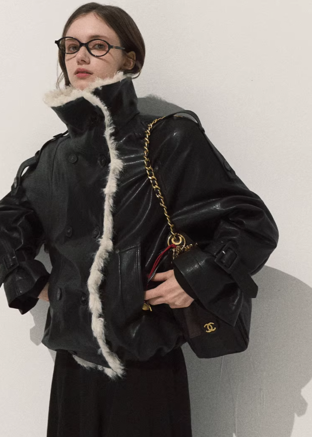 Oversized Lamb Wool Leather Jacket