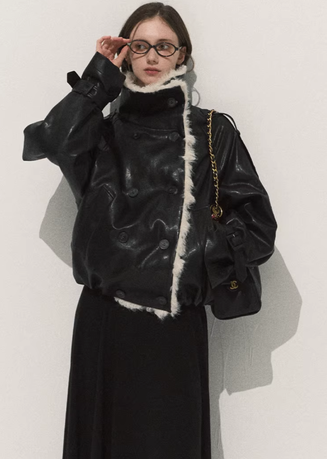 Oversized Lamb Wool Leather Jacket