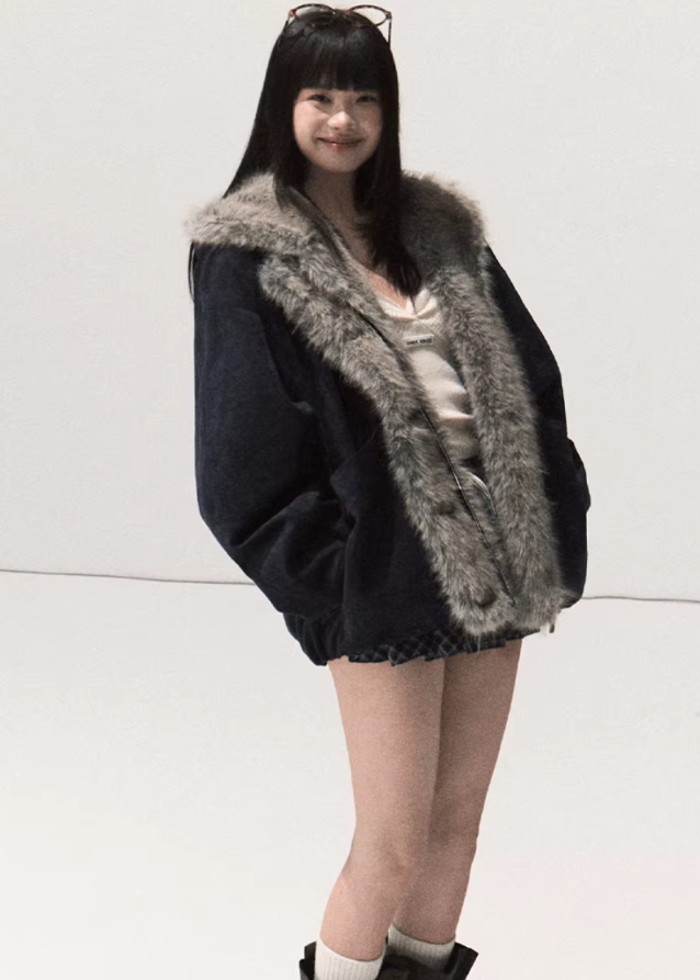 Suede Fur Jacket Hooded Outerwear